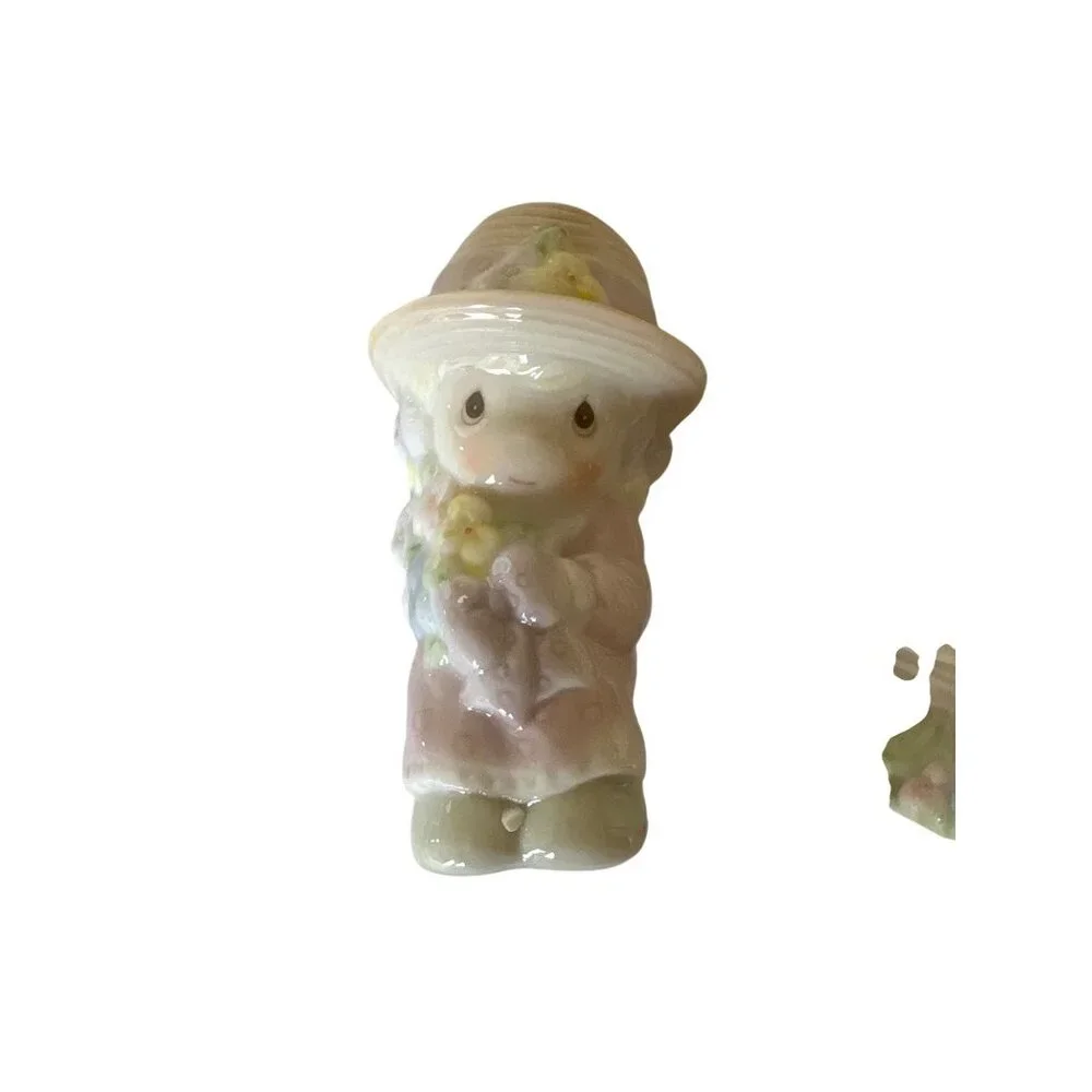 Precious Moments Salt and Pepper Set 1997 Enesco Avon Figurine Girl With Bonnet